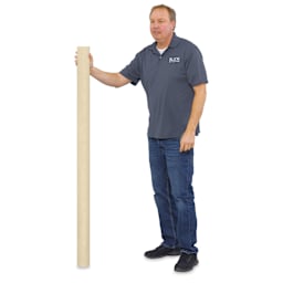 Blick Unprimed Cotton Canvas - Medium Weight, Portrait-Smooth Texture, 10 oz, 60" x 10 yds being held by a man (6'2")