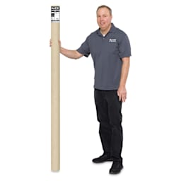 Blick Unprimed Cotton Canvas - Lightweight, Fine Texture, 7oz, 72" x 10 yds being held by a man (6'2")