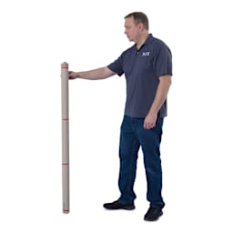 Fredrix Linen Canvas Roll - 54" x 6 yards, Oil Single Primed next to a person