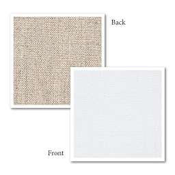 Caravaggio 514 Linen Roll - 83" x 10 yds, Single Weave, Extra Fine Texture showing front and back of canvas