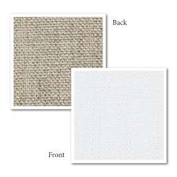Caravaggio 509 Linen Roll - 61" x 5 yds , Single Weave, Medium Texture showing front and back of canvas