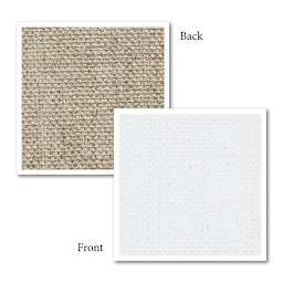 Caravaggio 509 Linen Roll - 83" x 5 yds , Single Weave, Medium Texture showing front and back of canvas