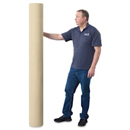 Blick Unprimed Cotton Canvas - Heavyweight Medium-Rough Texture, 76" x 50 yds, man holding roll