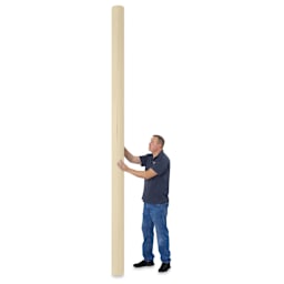 Blick Unprimed Cotton Canvas - Medium Weight, Medium-Smooth Texture, 144" x 25 yds, man standing next to canvas