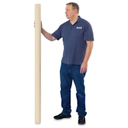 Blick Unprimed Cotton Canvas - Lightweight, Medium Texture, 72" x 10 yds, man standing next to roll