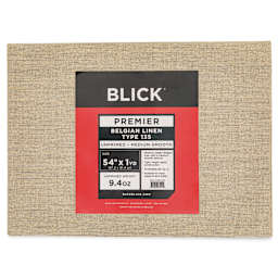 Blick Unprimed Belgian Linen Canvas - Type 135, 54" x 1 yd, Folded, close-up of label