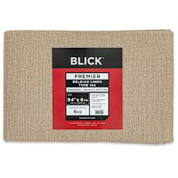 Blick Unprimed Belgian Linen Canvas - Type 144, 84" x 6 yds, Folded, close-up of label