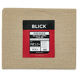 Blick Unprimed Belgian Linen Canvas - Type 185, 125" x 1 yd, Folded, close-up of label
