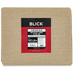 Blick Unprimed Belgian Linen Canvas - Type 185, 125" x 6 yds, Folded, close-up of label