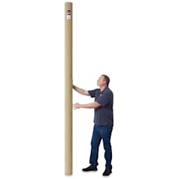 Blick Unprimed Belgian Linen Canvas - Type 185, 125" x 25 yds, Roll, man holding canvas roll