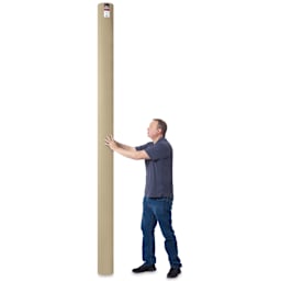 Blick Unprimed Belgian Linen Canvas - Type 185, 125" x 50 yds, Roll, man holding canvas roll