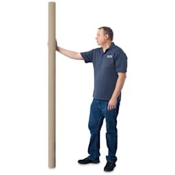 Blick Unprimed Belgian Linen Canvas - Type 215, Medium Rough, 84" x 10 yds, Roll, man holding canvas roll