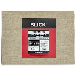 Blick Unprimed Belgian Linen Canvas - Type 66J, 54" x 1 yd, Folded, close-up of label