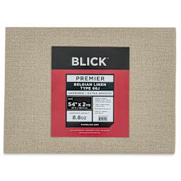 Blick Unprimed Belgian Linen Canvas - Type 66J, 54" x 2 yds, Folded, close-up of label