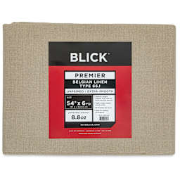 Blick Unprimed Belgian Linen Canvas - Type 66J, 54" x 6 yds, Folded, close-up of label