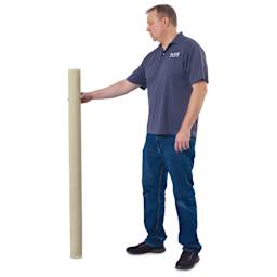 Blick Unprimed Belgian Linen Canvas - Type 66J, 54" x 10 yds, Roll, man holding canvas roll