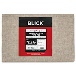 Blick Unprimed Belgian Linen Canvas - Type 73D, 72" x 2 yds, Folded, close-up of label