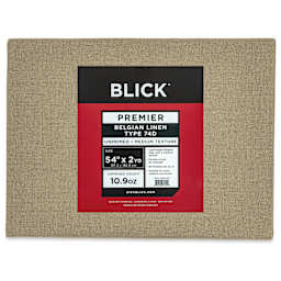 Blick Unprimed Belgian Linen Canvas - Type 74D, 54" x 2 yds, Folded, close-up of label