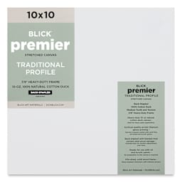 Blick Premier Stretched Cotton Canvas - Traditional Profile, Back-Stapled, 10" x 10", front
