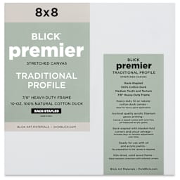 Blick Premier Stretched Cotton Canvas - Traditional Profile, Back-Stapled, 8" x 8", front