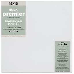 Blick Premier Stretched Cotton Canvas - Traditional Profile, Back-Stapled, 18" x  18", front