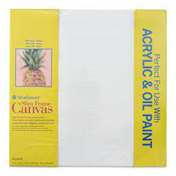 Strathmore 300 Series Slim Frame Stretched Cotton Canvas Pack - 12" x 12", Pkg of 4, front of pack