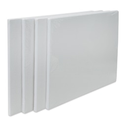 Strathmore 300 Series Slim Frame Stretched Cotton Canvas Pack - 12" x 16", Pkg of 4, front of canvas