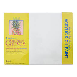 Strathmore 300 Series Slim Frame Stretched Cotton Canvas Pack - 12" x 16", Pkg of 4, front of pack