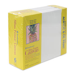 Strathmore 300 Series Slim Frame Stretched Cotton Canvas Pack - 8" x 10", Pkg of 6, at an angle