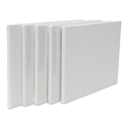 Strathmore 300 Series Slim Frame Stretched Cotton Canvas Pack - 9" x 12", Pkg of 5, front of canvas