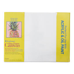 Strathmore 300 Series Slim Frame Stretched Cotton Canvas Pack - 9" x 12", Pkg of 5, front of pack