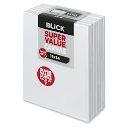 Blick Super Value Canvas Pack - 11'' x 14'', Pkg of 7 (side view of canvases in packaging)