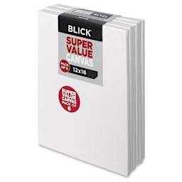 Blick Super Value Canvas Pack - 12'' x 16'', Pkg of 6 (side view of canvases in packaging)
