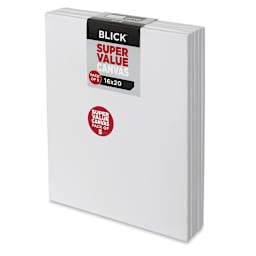 Blick Super Value Canvas Pack - 16'' x 20'', Pkg of 5 (side view of canvaes in packaging)