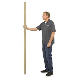 Blick Studio Unprimed Linen Canvas Rolls and Blankets - Fine, 5 oz, 84" x 6 yards, Roll next to a 6'2" person