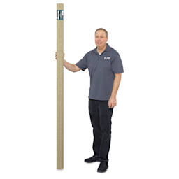 Blick Studio Unprimed Linen Canvas Rolls and Blankets - Medium, 7 oz, 84" x 10 yards, Roll next to a 6'2" person