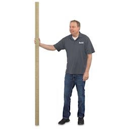 Blick Studio Unprimed Linen Canvas Rolls and Blankets - Medium, 7 oz, 84" x 6 yards, Roll next to a 6'2" person