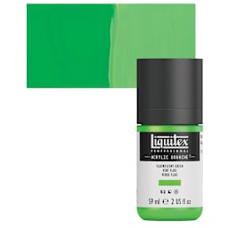 Liquitex Acrylic Gouache - Fluorescent Green, 59 ml bottle and swatch
