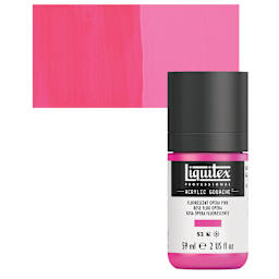 Liquitex Acrylic Gouache - Fluorescent Opera Pink, 59 ml bottle and swatch