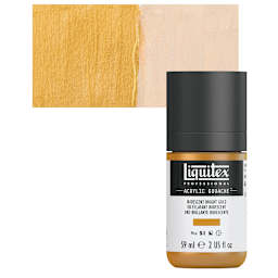 Liquitex Acrylic Gouache - Iridescent Bright Gold, 59 ml bottle and swatch
