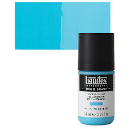 Liquitex Acrylic Gouache - Light Blue Permanent, 59 ml bottle and swatch
