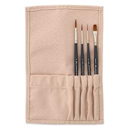 Winsor & Newton Professional Watercolor Synthetic Sable Brushes - Set of 4, Canvas Wallet Case and brushes inside