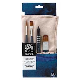 Winsor & Newton Professional Watercolor Synthetic Sable Brushes - Set of 8, Canvas Roll Up, front of the packaging
