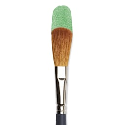 Winsor & Newton Professional Watercolor Synthetic Brush - Mop, 1/2", Short Handle (close-up with paint)