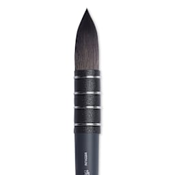 Winsor & Newton Professional Watercolor Synthetic Squirrel Brush - Quill, Short Handle, Size 6, close-up