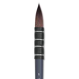 Winsor & Newton Professional Watercolor Synthetic Squirrel Brush - Quill, Short Handle, Size 1, close-up