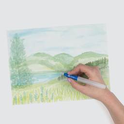 Tombow Water Brush - Flat (in use painting a landscape)