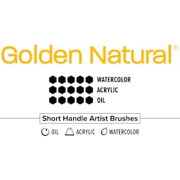 Golden Natural short handle brush chart for watercolor, acrylic and oil paints