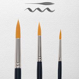 Van Gogh Golden Synthetic Watercolor Brushes - Set of 3 (with brush stroke examples)