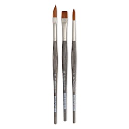 Da Vinci Colineo Synthetic Kolinsky Sable Brushes - Set of 3, Short Handle, Gift Box Set, laid out